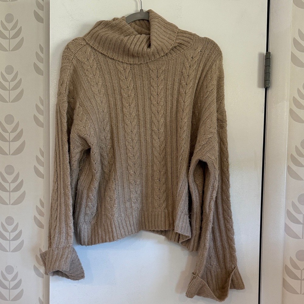 Cozy Tan Cable Knit Sweater